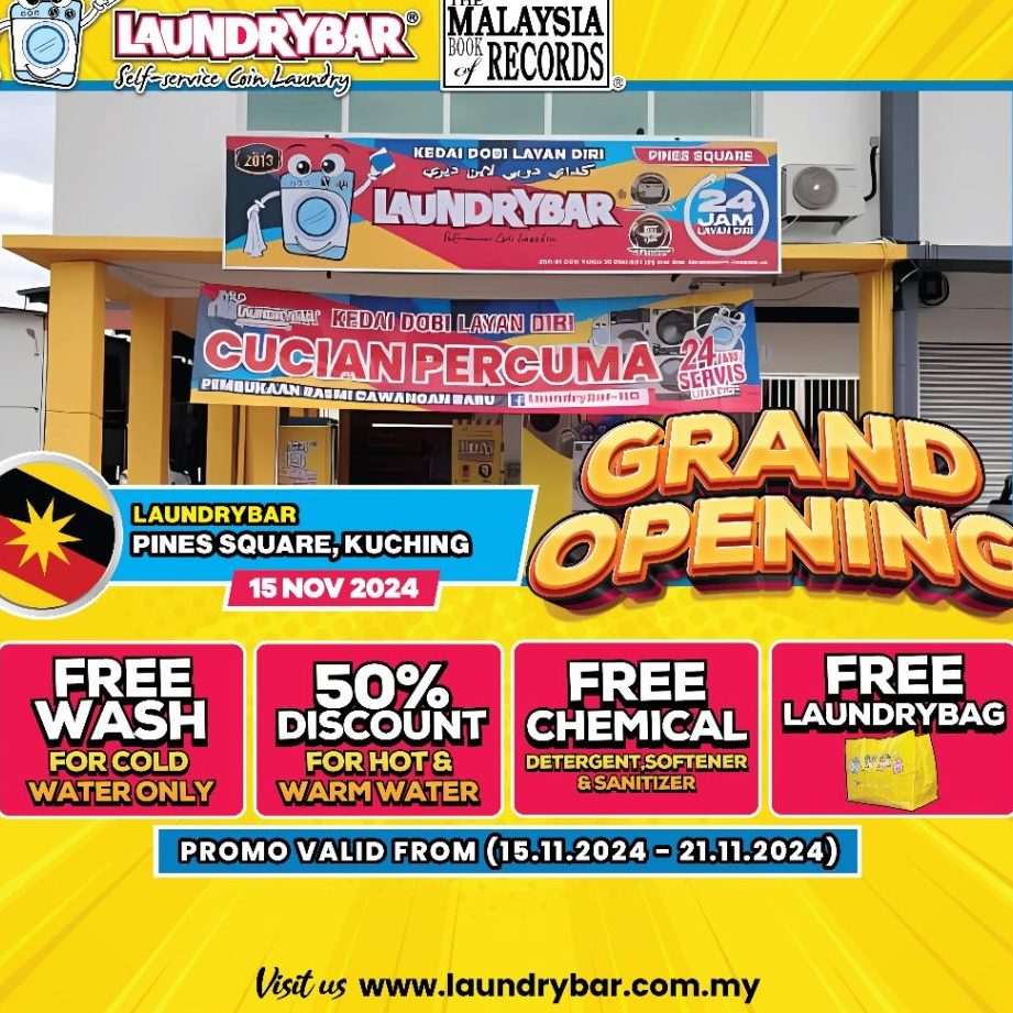 laundrybar self service laundry pines square kuching sarawak